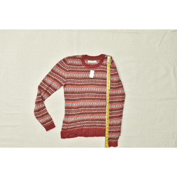 NEW LOFT NWT Fair Isle Zigzag Sweater Women's Regular Size M Red Brown Pullover - Picture 4 of 8